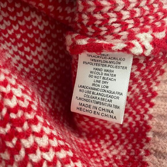 & Merci Pullover Crewneck Sweater Red White Pink Houndstooth Print Womens Medium - Picture 5 of 5